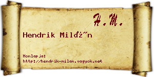 Hendrik Milán névjegykártya